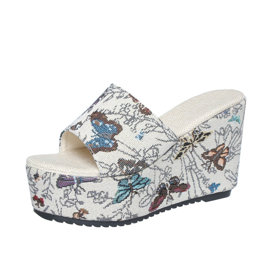 Dame Wedge-sandaler med blomsterdesign og komfortabelt fodseng Stilla