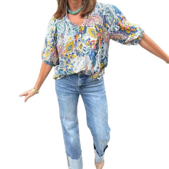 Dame blomster mønster bluse Stilla