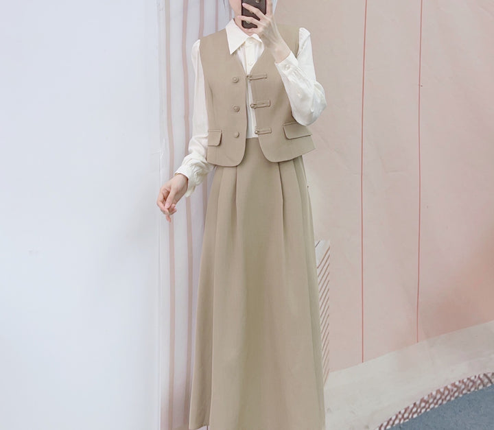 Dame elegant vest-nederdel kombination Stilla
