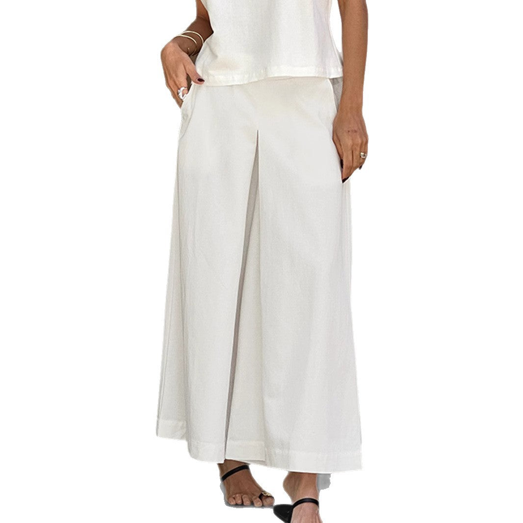 Dame Crop-Top og brede Palazzo-bukser Sæt Stilla
