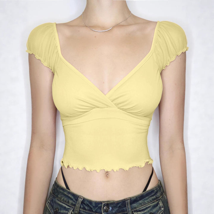 Dame luftig top med ruffles detaljer Skovae