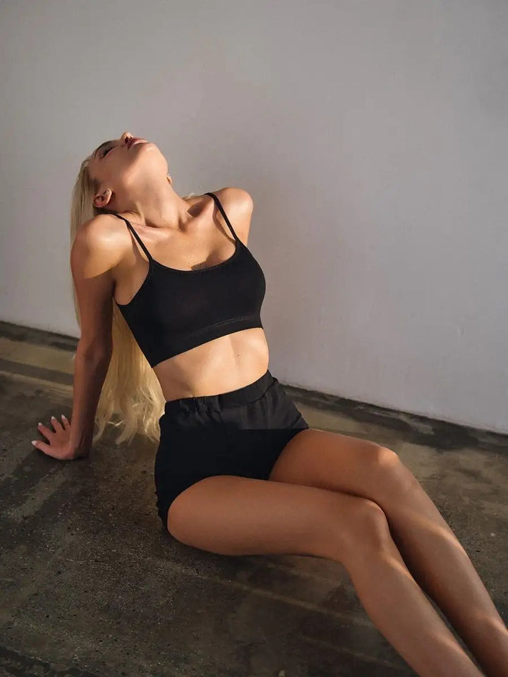 Dame Sporty kort sæt med høj talje Stilla