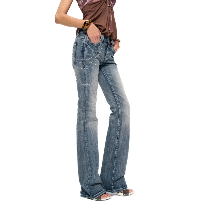 Dame Flared Jeans med glitrende applikationer Skovae