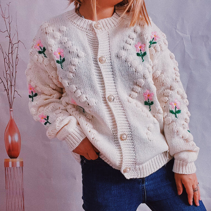 Kvinders cardigan med blomster mønster Stilla