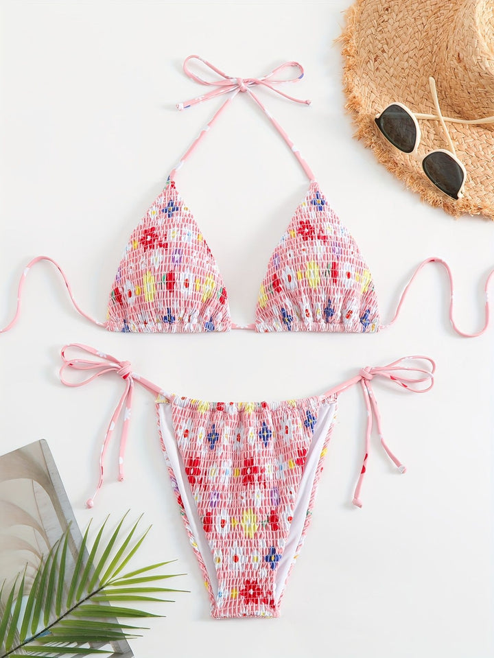 Dame Triangel-Bikini-Sæt med floralt design Skovae