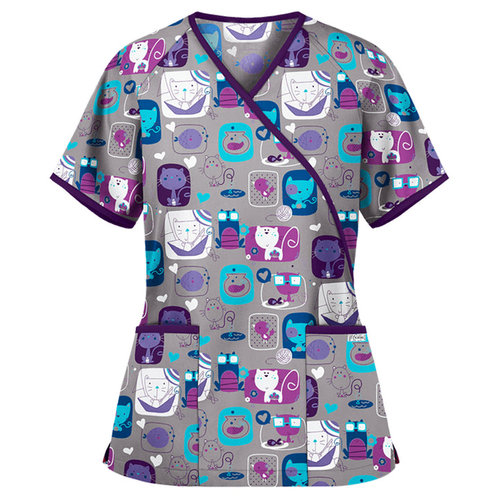 Dame Sødt Dyretryk Scrub Top Stilla