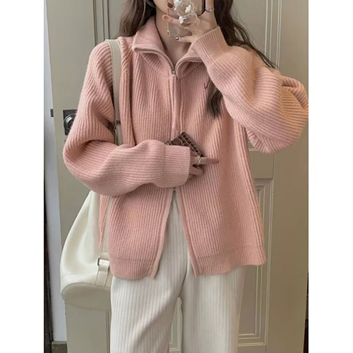 Kvinders cardigan med asymmetrisk lynlås Stilla