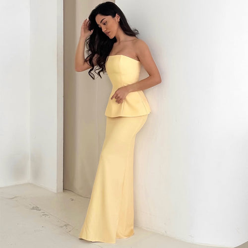 Dame Elegant Peplum Kjole med vid Skirt og hjerteformet Udsnit Stilla