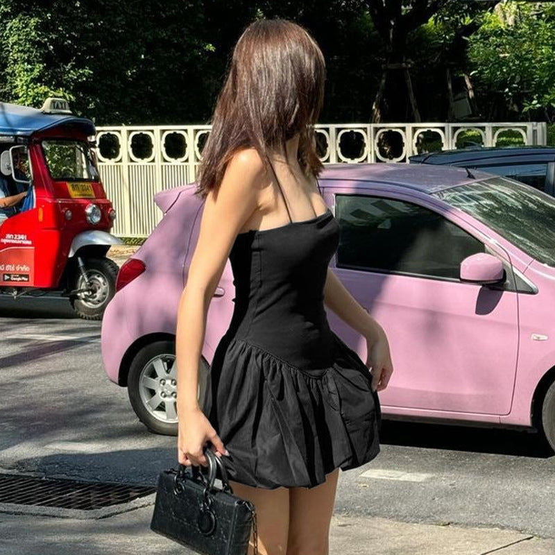 Femme Spaghetti-stropper Flared Mini Kjole Stilla