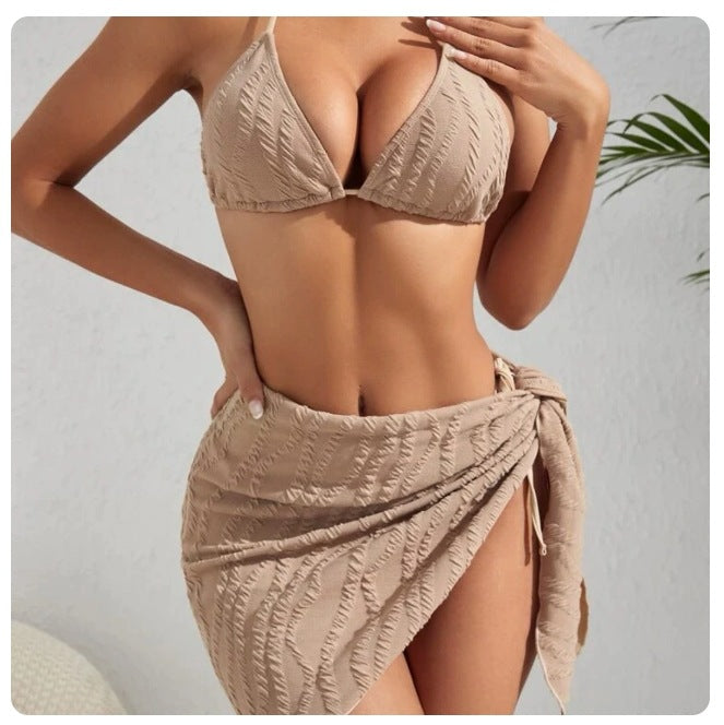 Dame Triangle Bikini Sæt med matchende Cover-Up Stilla