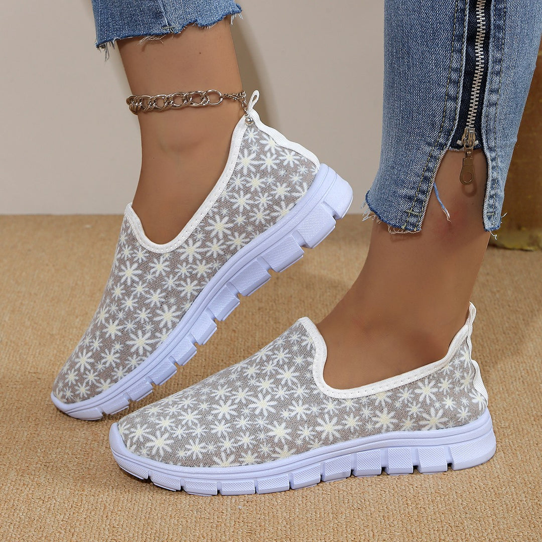 Dame Slip-On Sneakers med blomstermotiv og skridsikker sål Stilla