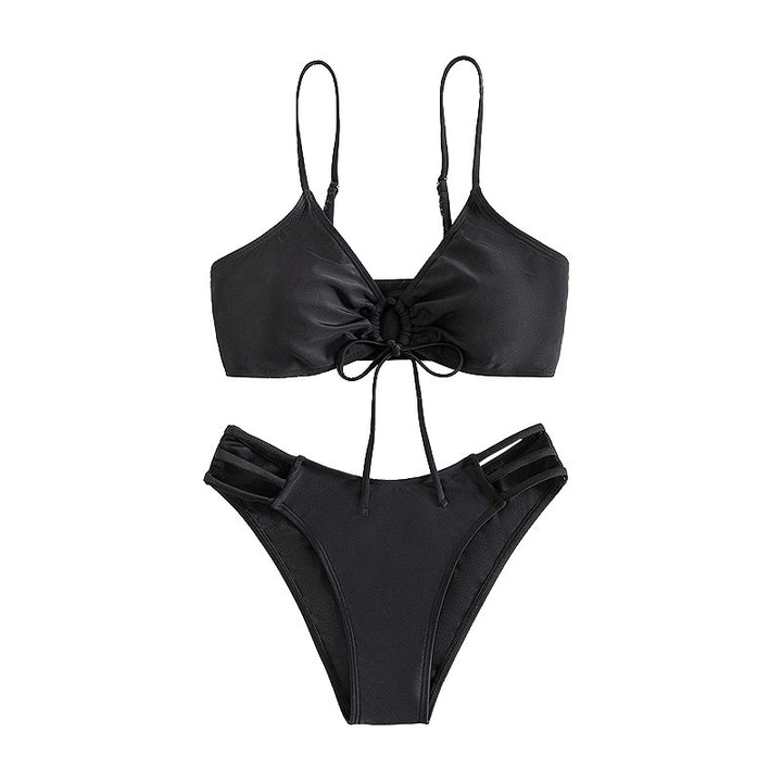 Dame Triangel-Bikini-sæt med sløjfe-detalje og moderne udsparinger Skovae