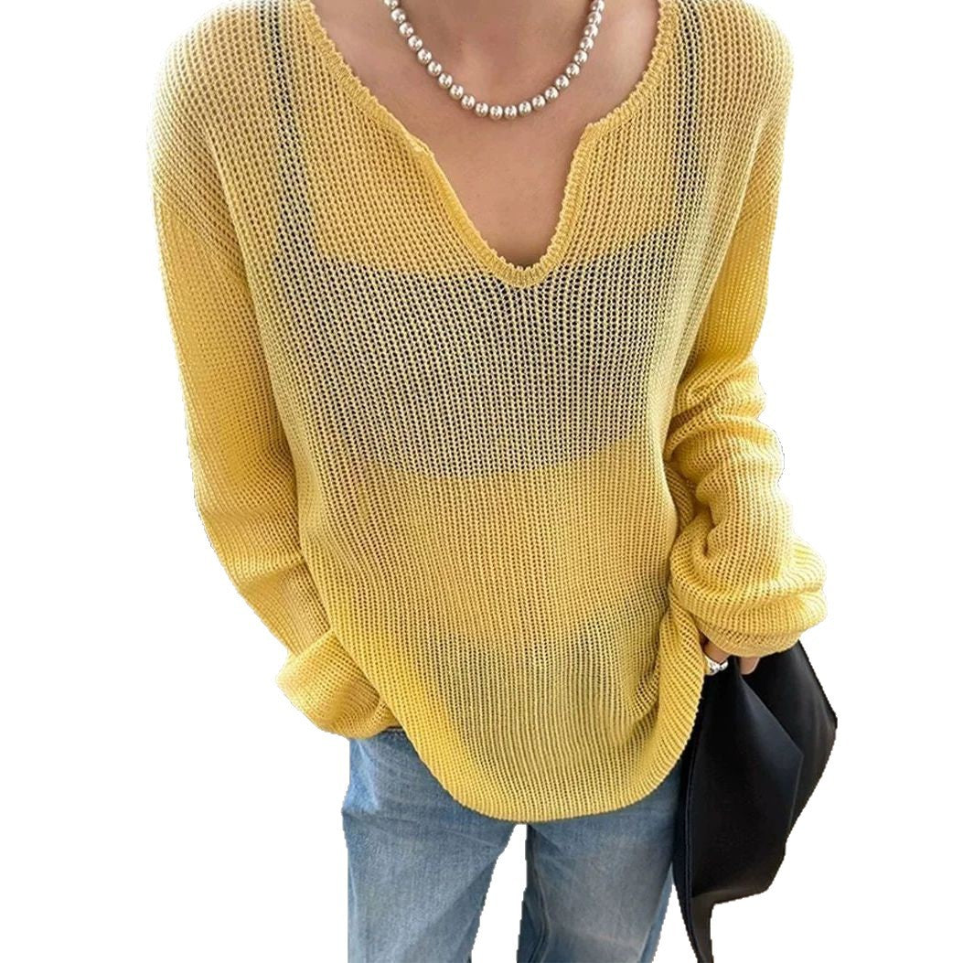 Kvinders afslappede sweater med stilfuld V-hals Stilla