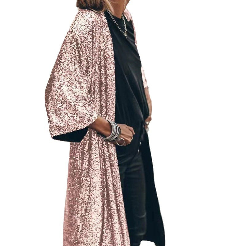 Dame glitrende Kimono-style overtræk med brede ærmer Stilla