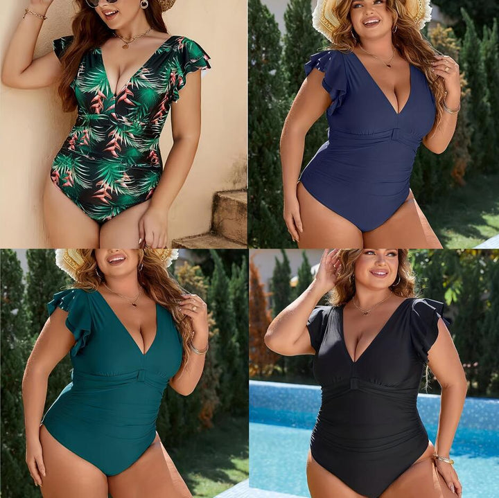 Dame one-piece swimsuit with fashionable ruffle details Skovae