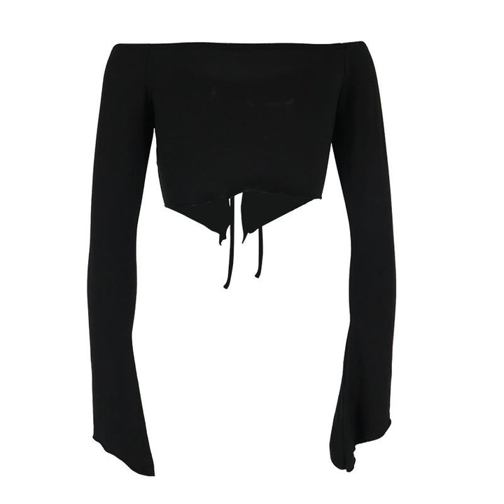 Dame Hætte Crop-top med vide ærmer og snøre Skovae
