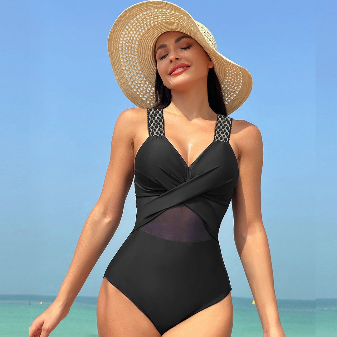 Dame Onepiece Badedragt med stilige Mesh-elementer Skovae