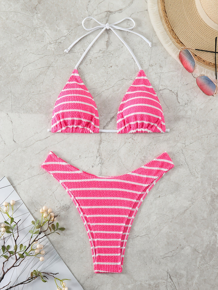 Dame triangel-bikini med raffinerede striber Skovae