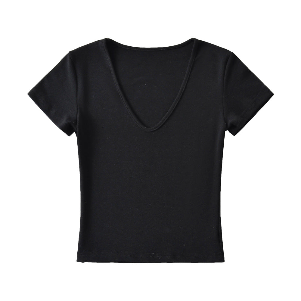Dame V-hals T-shirt med figursyet snit Stilla