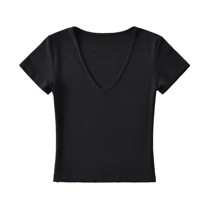 Dame V-hals T-shirt med figursyet snit Stilla