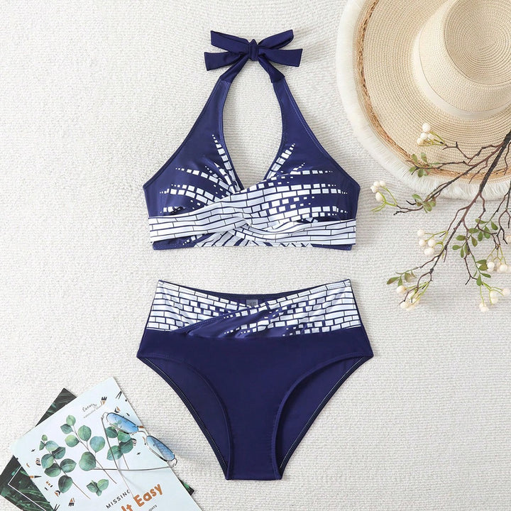 Dame triangel bikini med moderne snit og grafisk design Skovae
