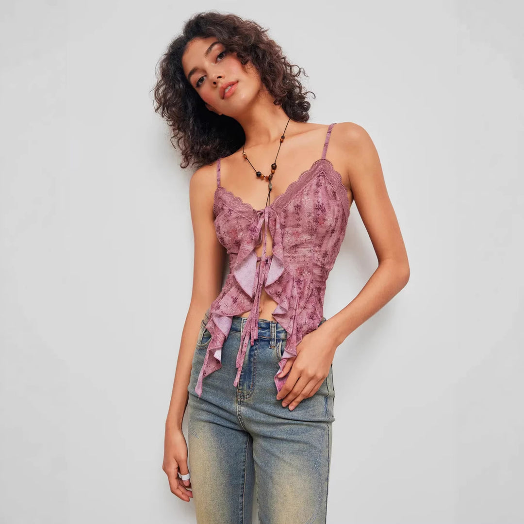Dame Legespillet Blonde Bluse med Rynker Skovae