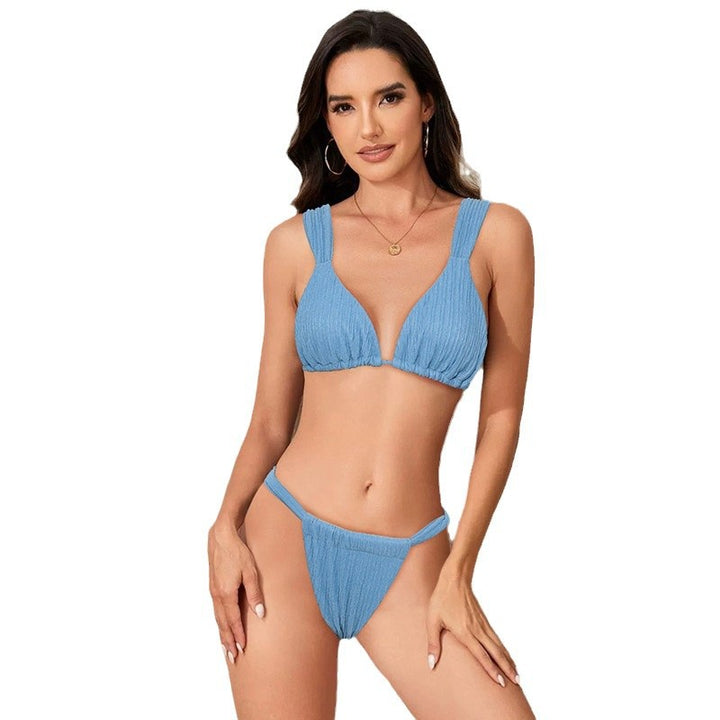 Dame Ribben-Detalje Triangle Bikini Sæt Stilla 1750840068