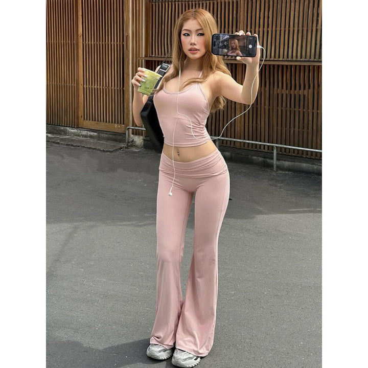 Damen Sportliches Sets mit weit geschnittenen Leggings und trägerlosem Oberteil Skovae