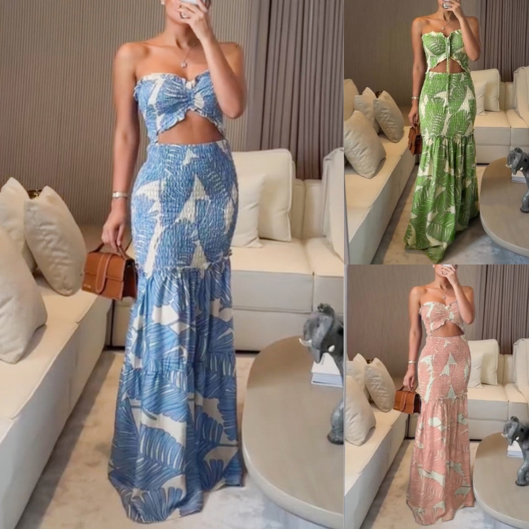 Dame Maxikjole med Off-Shoulder design og flæsedetaljer Stilla
