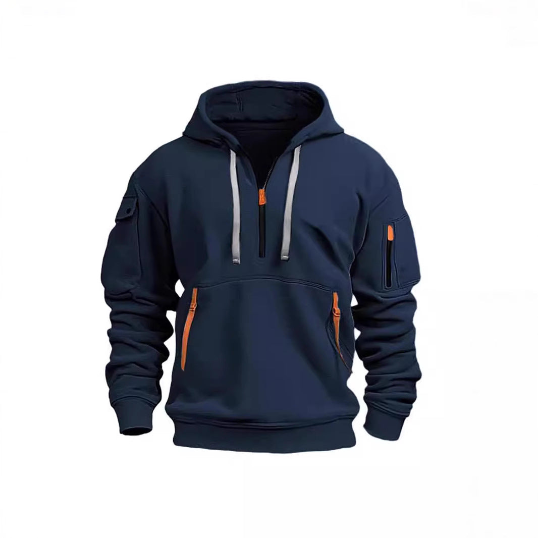 Kvindernes hætte sweatshirt med funktionelle lommer og moderne høj krave Skovae