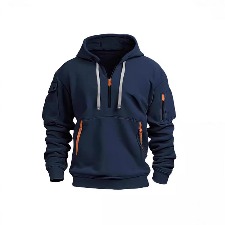 Kvindernes hætte sweatshirt med funktionelle lommer og moderne høj krave Skovae