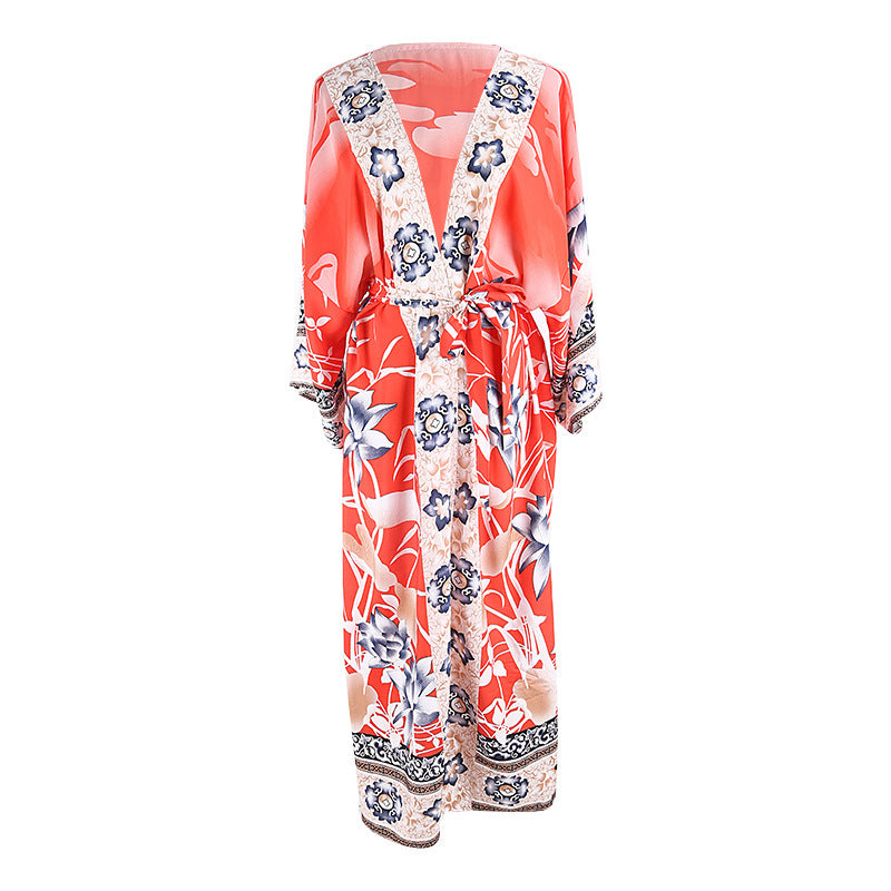 Dame Kimono-nederdel med florale accenter og løs pasform Stilla