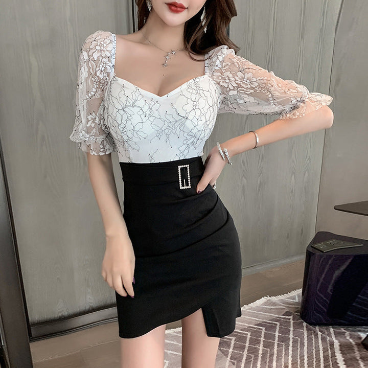 Stilla | Sultry Lace Slim Fit Irregular Bodycon Kjole