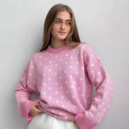 Kvindernes mønstrede oversized sweatshirt lavet af høj kvalitet bomuld Stilla