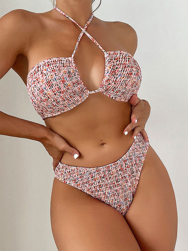 Damer bandeau-bikini med moderigtigt omslag design og raffinerede rygsnore Skovae