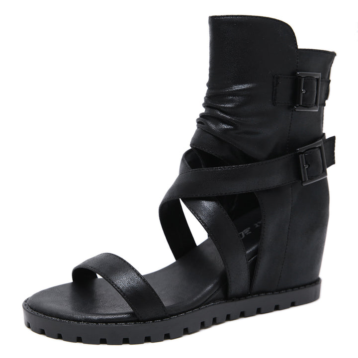 Dame Wedge-sandaler med elastisk remdesign og moderne rynkeelement Stilla