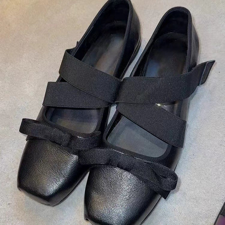 Femme Squaretoe Integral Ballerinas med dekorativ sløjfeudsmykning Stilla