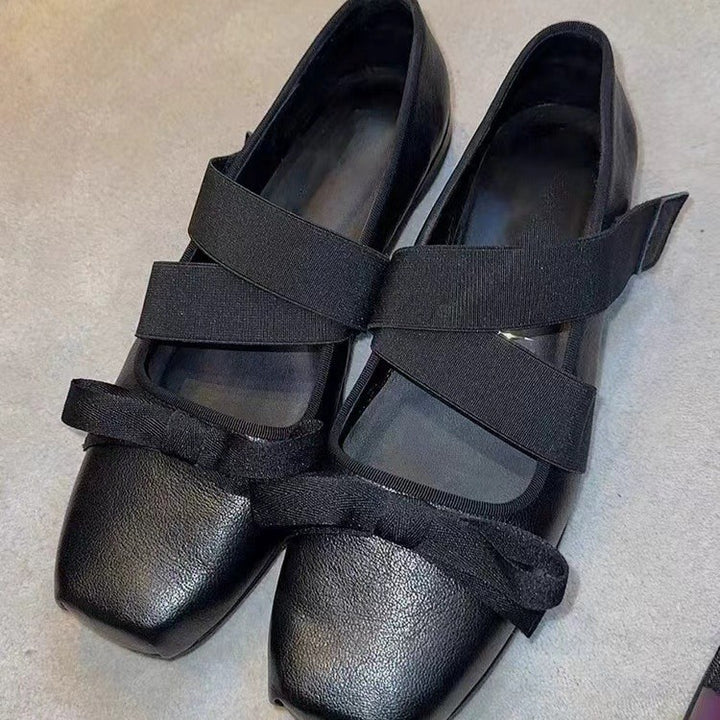 Femme Squaretoe Integral Ballerinas med dekorativ sløjfeudsmykning Stilla