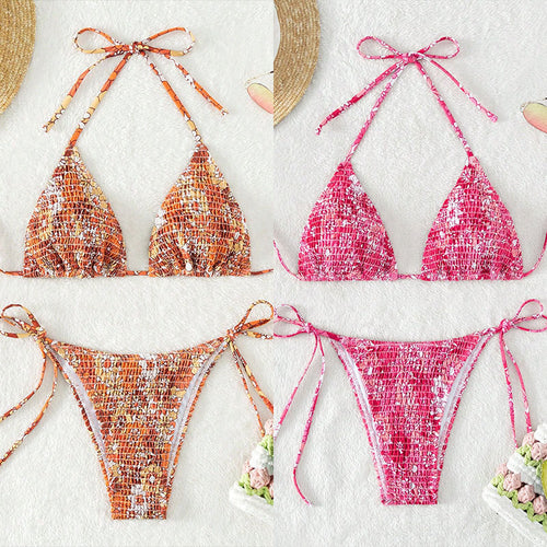 Dame Triangle-Bikini med legesygt blomsterdesign Skovae