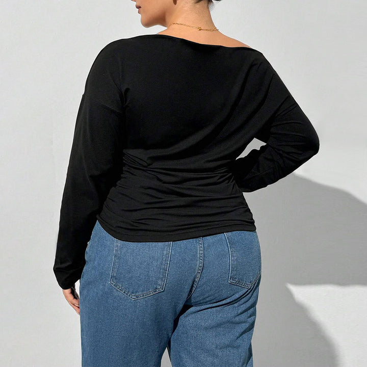 Dame afslappet top med off-shoulder design og rynkning Stilla