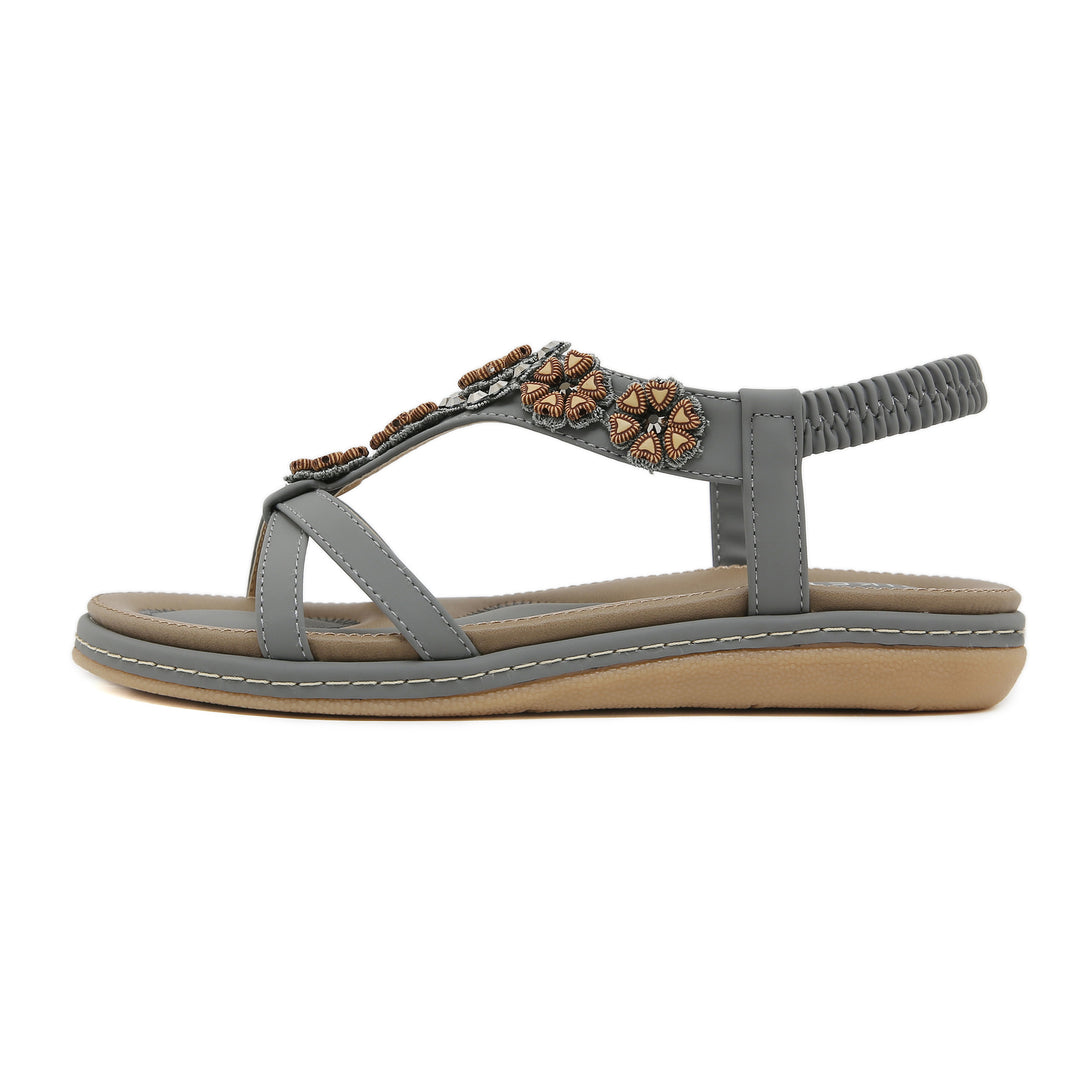 Dame elegante sandaler med dekorativ blomsterapplikation Stilla