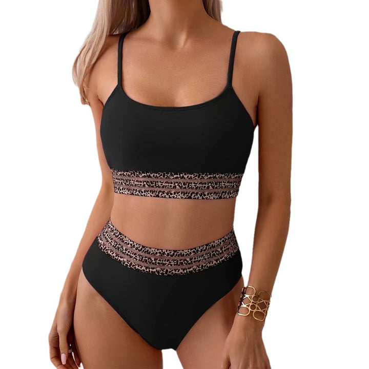 Dame Højtaljede Bikini-sæt med moderigtige Leopardsk_details Skovae
