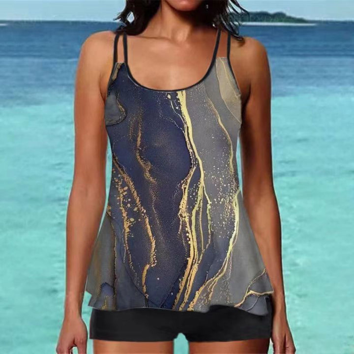 Dame Tankini-top med blomstermotiv og rygrem Skovae