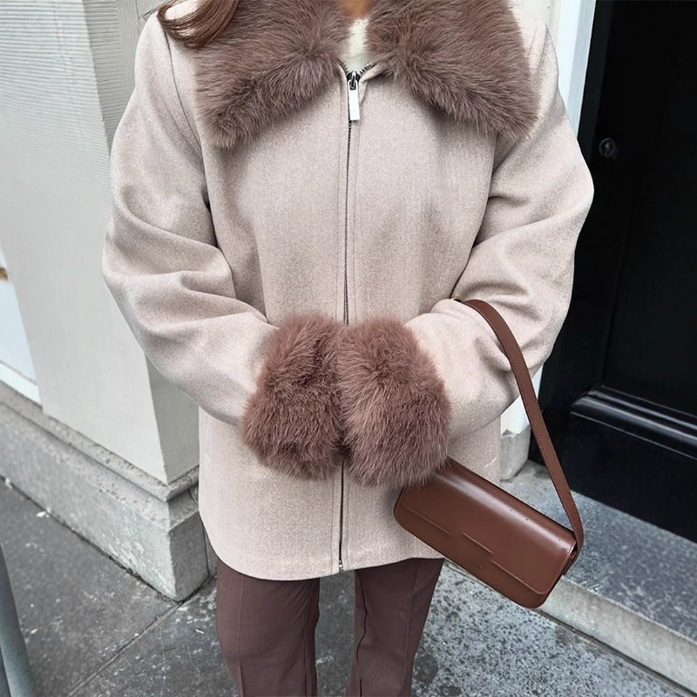 Dame Woolrich Jakke med glamorøs pelsbesætning Stilla