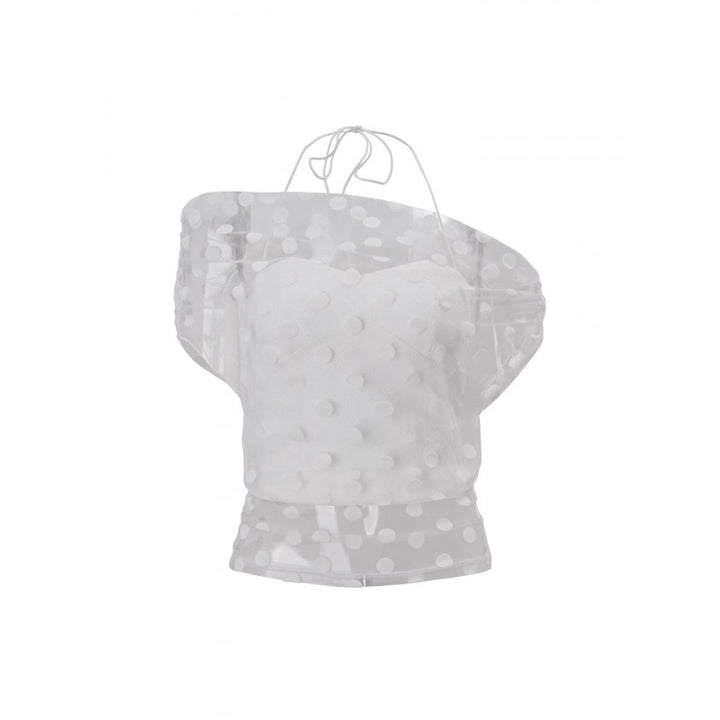 Dame Elegant off-shoulder top med polka dots og rynkning Skovae