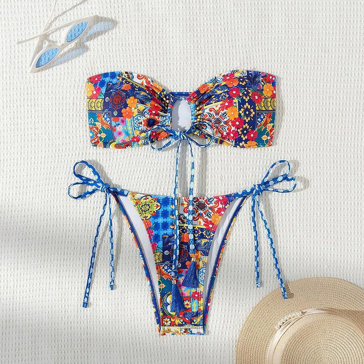 Dame Bandeau-bikini-sæt med legende design og udsøgte detaljer Stilla