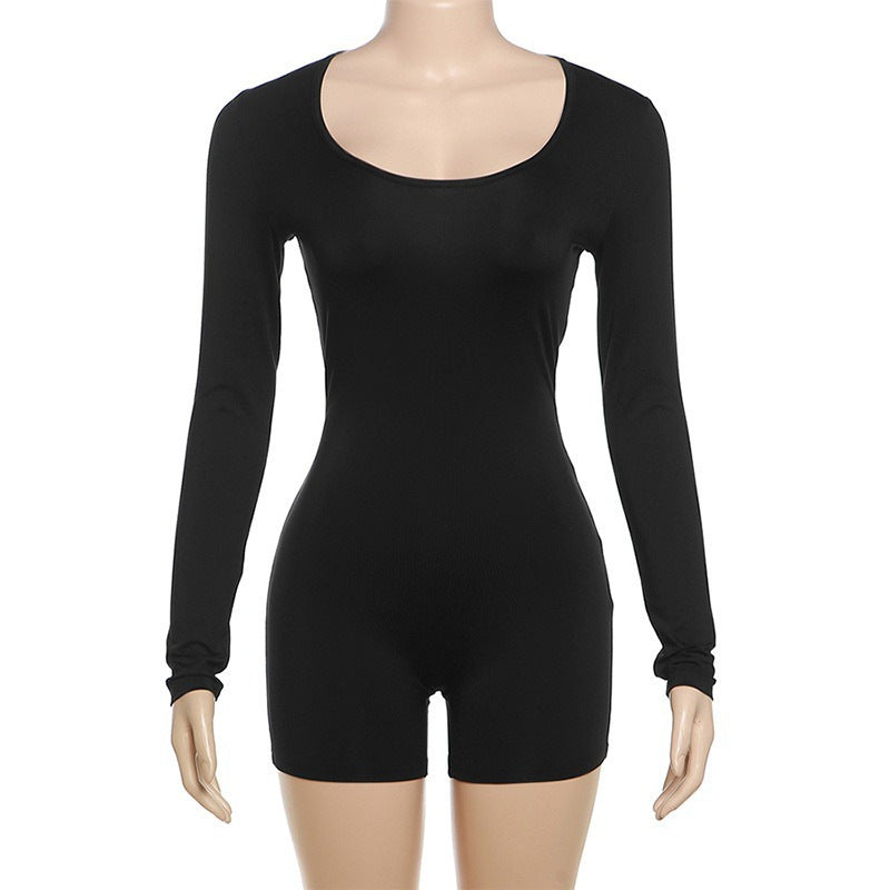 Dame Figurtilpasset Korteærmet Jumpsuit med langærmet Skovae
