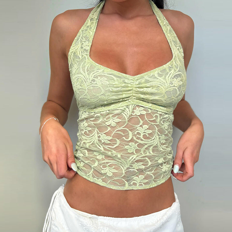 Dame Floral Spids Haltertop Stilla