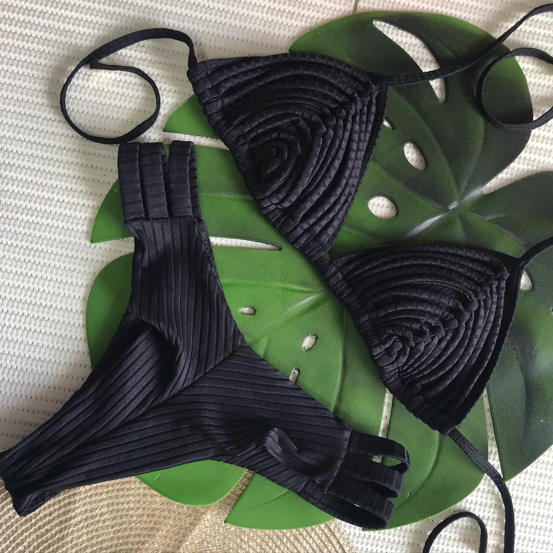 Dame Bikini-sæt med raffineret ribdesign og stilfulde skulderstropper Stilla