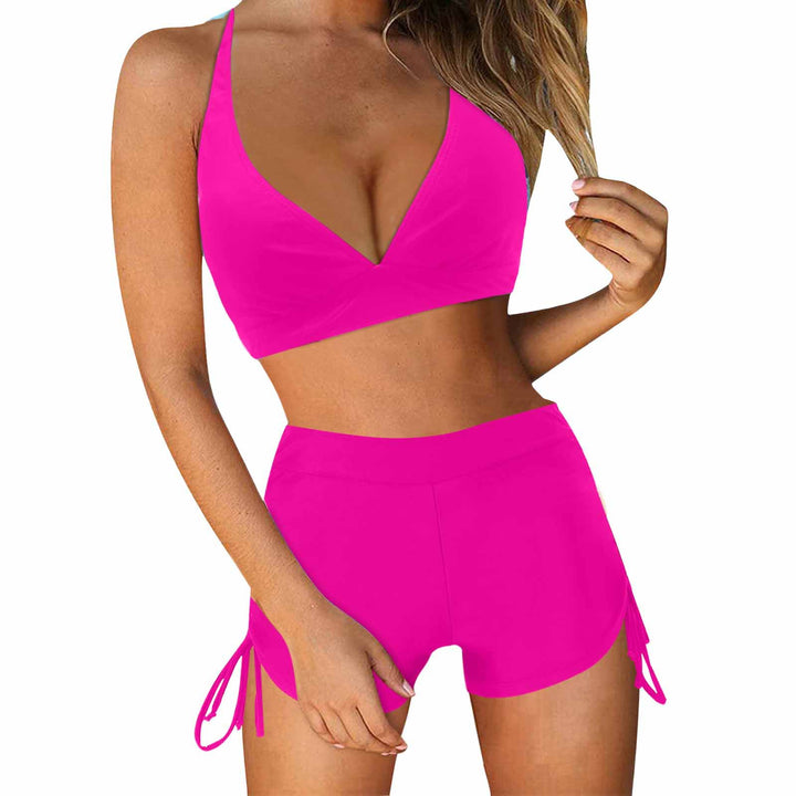 Dame Sporty bikini sæt med moderigtig høj talje og sidesnor bånd Skovae